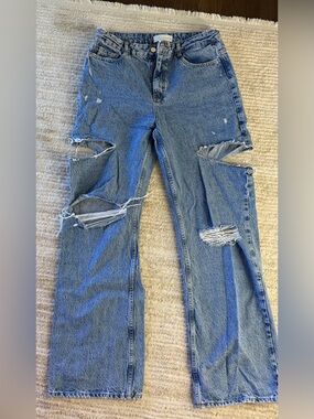 Zara Light Blue Ripped Denim Jeans